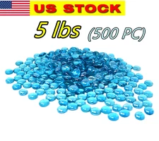 500 Pcs Ocean Blue Glass Gems, Pebbles, Mosaic Tiles, Marbles Vase Filler (5LB)