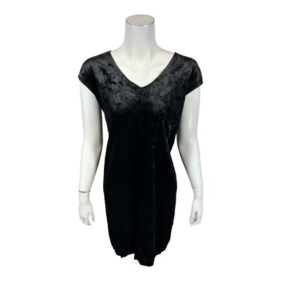 Rachel Hollis Ltd. Women's Regular Velvet Short Sleeves Dress Black Small Size