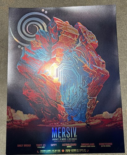 MERSIV 2023 “Journey To Mars” Red Rocks 18x24 Rainbow Foil Concert Poster - Picture 6 of 7