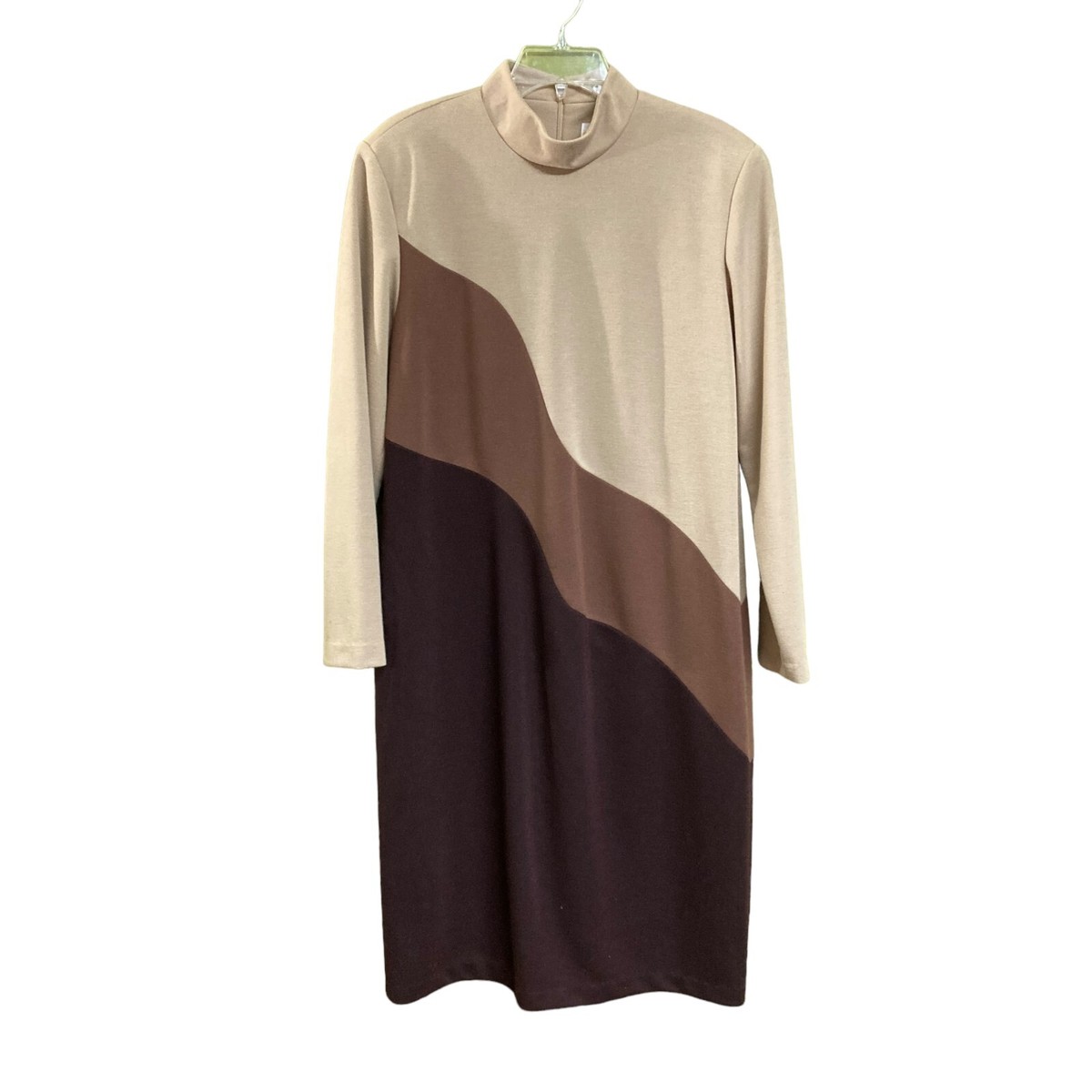 Brownstone Studio Womens Size 14 Dress Long Sleeve Knee Length Brown Tan  Taupe