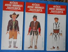  3 SETS OLD VINTAGE PAPER DOLLS ETHNIC YUGOSLAVIA REPUBLIC 1983 9"