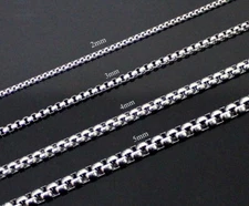 Stainless Steel Round Box 316L Chain Men Women 2mm-5mm Quality Necklace 16"-26"