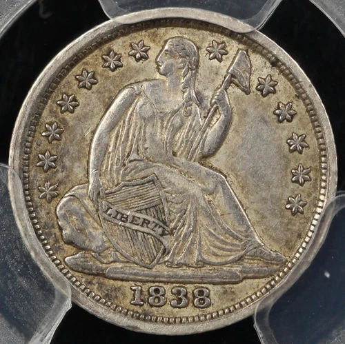 1838 H10c No Drapery Large Stars Seated Liberty Half Dime PCGS XF 45