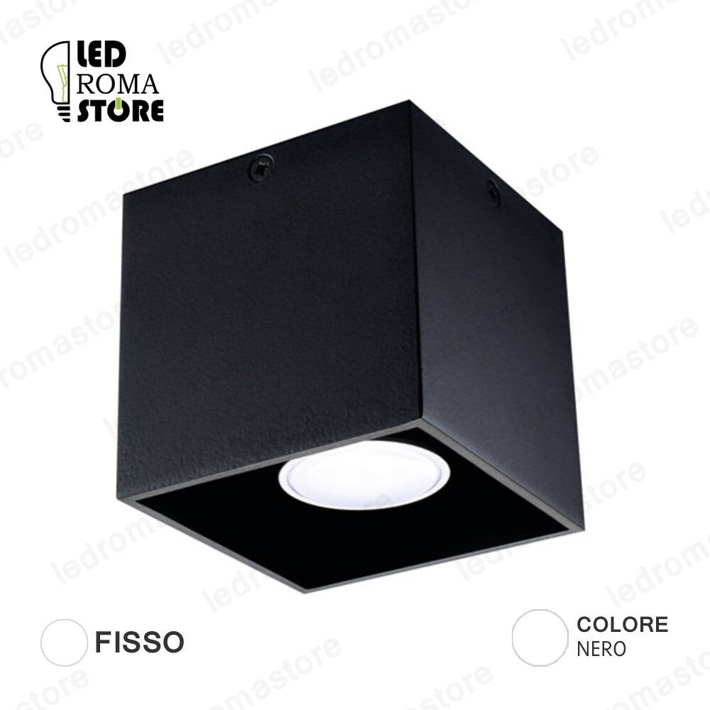 Lampada Porta Faretto Quadrata Nera GU10 | Supporto Soffitto Professionale