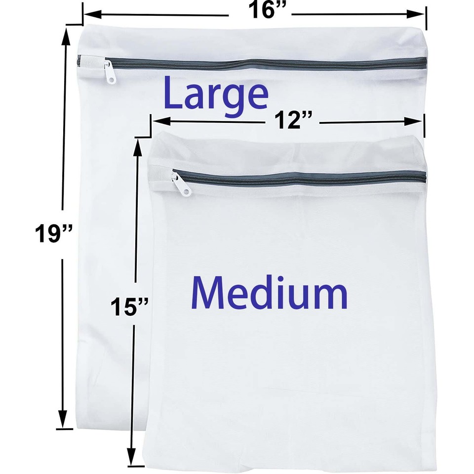 New 6 Pack Mesh Laundry Bag Laundry Wash Bags w/Zipper, Reusable Travel