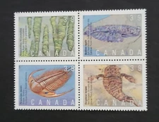 CANADA 1990 39c PREHISTORIC LIFE SC. #1282a (1279-1282) BLOCK OF 4 - MNH