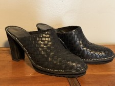 Donald J. Pliner Sport Busy Italian Slip On Woven Leather Mules Black Size 8.5