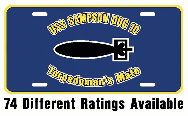 USS SAMPSON DDG 10 Rating License Plate U S Navy USN Military PO4 USS SAMPSON DDG 10 Rating License Plate U S Navy USN Military PO4