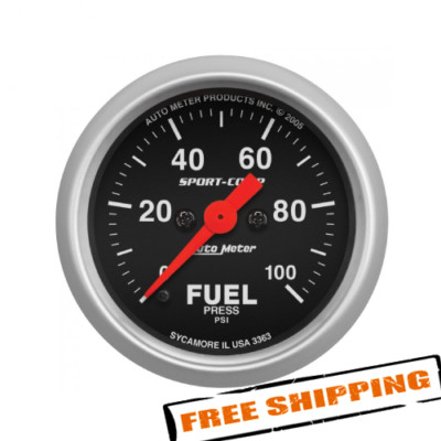 Auto Meter 3363 Sport-Comp 2-1/16'' Stepper Motor Fuel Pressure Gauge, 0-100 PSI