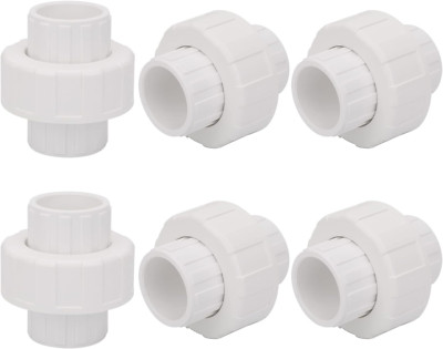 6Pcs 3/4 PVC Union Coupling Pipe Fitting (Socket X Socket) 3/4Inch PVC Slip Uni