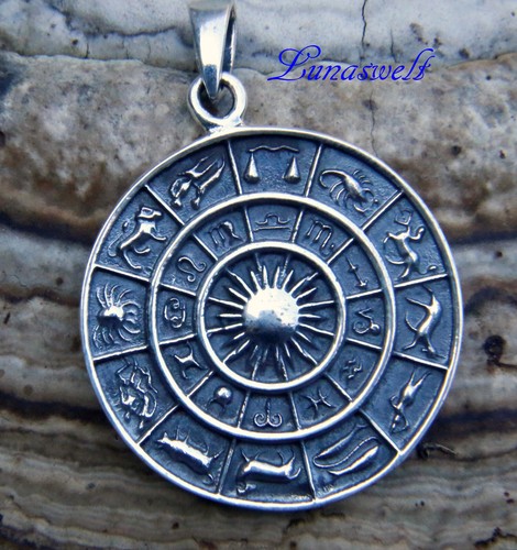 Amulett  mit Sternzeichen 925 Sterling Silber Anhänger - Bild 1 von 2