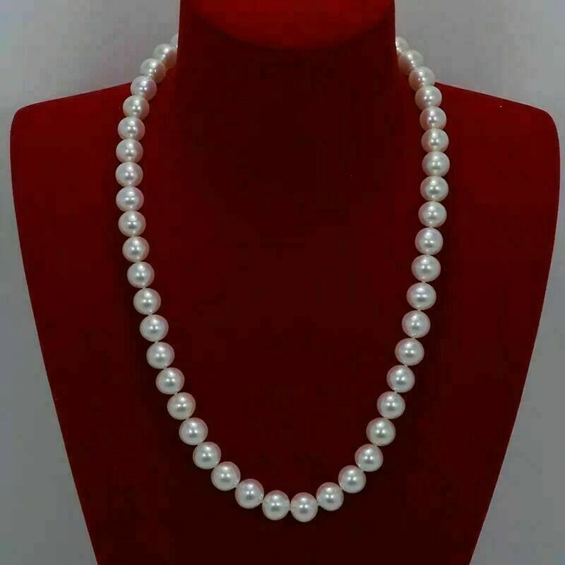 20” 18“  AAAA Japanese Akoya 7-7.5 mm white pearl Necklace 14K Yellow Gold clasp - Image 4 of 4