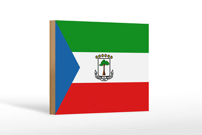 Holzschild Flagge Äquatorialguineas 18x12 cm Flag Deko Schild