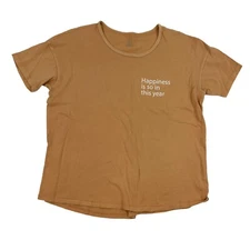 Offline by Aerie Mustard "Happiness Is So In This Year" T-Shirt Cotton S/S Sz M