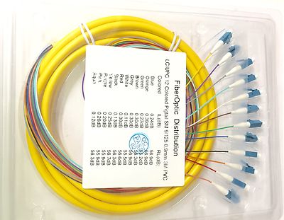 12 Strand 9/125 Fiber Optic Pigtail 3m LC/UPC Single Mode- 5739