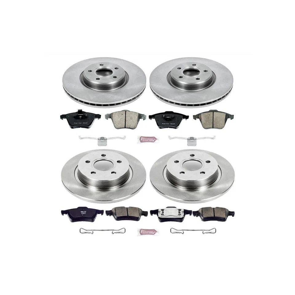 Juego de 4 ruedas KOE5470 Powerstop discos de freno y kits de pastillas delanteras y traseras para Volvo S40 Foto 4 de 4