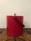 Vintage MCM RED Ice Bucket & Clear Lucite Lid Handle USA Entertain — photo 2
