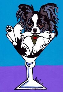 13x19 BLACK PAPILLON Martini Signed Dog Pop Art PRINTof Original Painting VERN