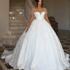 Sweetheart Strap Wedding Dresses Satin Bridal Gowns Formal Shining A-line Dress