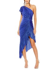 Mac Duggal Flutter Sleeve High-Low Dress Women's Blue L