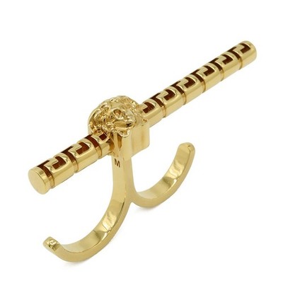 VERSACE Medusa Greca Double Ring GP Gold M Size Women/Men
