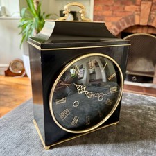 Smiths Black Ebonised 8 Day Gong Striking Mantel Clock Vintage Serviced Working