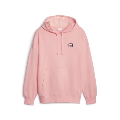 PUMA Downtown Oversized Graphic Pullover Hoodie Womens Pink Casual Athletic Oute