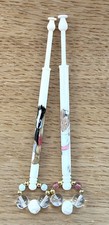 2 bone lace bobbins, painted with Beatrix Potter characters by Margaret Wall