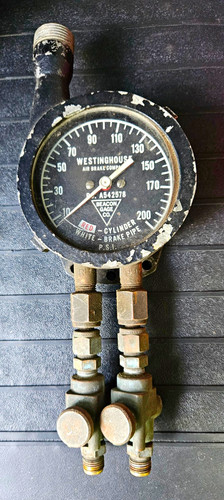 Westinghouse Beacon 5in Duplex Locomotive Air Gauge P&L Hobo Railroad NH