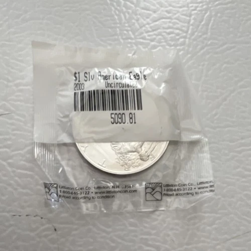 Littleton American Eagle 2003 Silver Coin 1 oz 0.999 Fine Business Strike.