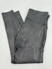 SPANX Faux Leather Leggings Petite XL Black High Waist Shiny Opaque Pants