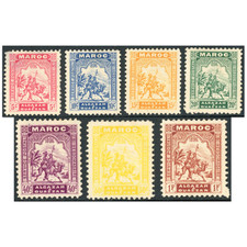 FRENCH COLONIES MOROCCO EL KSAR EL KEBIR IN OUEZZAN N&deg;1-8 NEW SG SIGNED BROWN