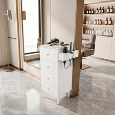 Salon Station Barber Station Storage Cabinet with 4 Drawers  Hair Dryer Holders