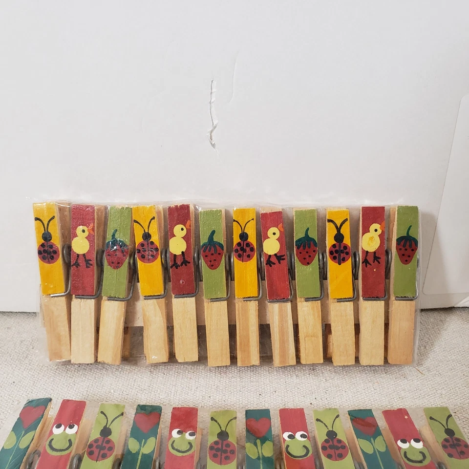 Pinza para ropa de madera pintada a mano 24 piezas Ladybug rana flor pato decoración artesanal fruta_barbacoa Foto 3 de 4