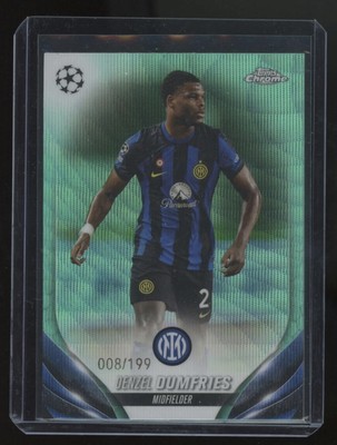 Denzel Dumfries 2023-24 Topps UEFA Chrome Club Competitions Aqua Wave Card #/199