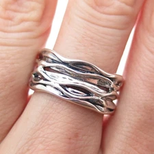 HAGIT GORALI Sterling Silver Vintage Israel Modernist Nest Band Ring Size 8.25