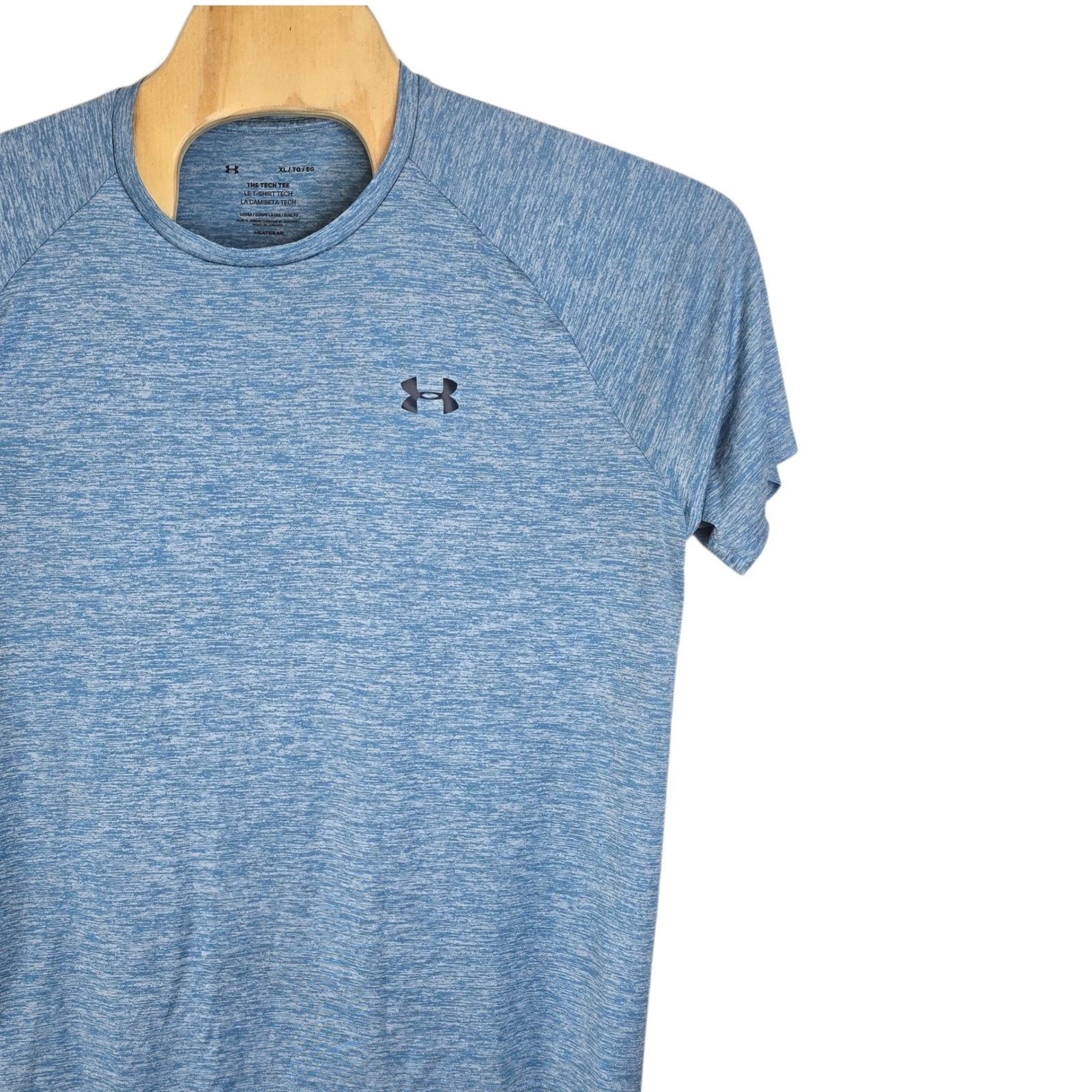 Under Armour Mens XL Blue Space Dye Tech Tee HeatGear Loose Fit Short Sleeve