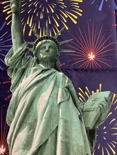 LADY LIBERTY FIREWORKS DIGITAL PRINT COTTON FABRIC PANEL