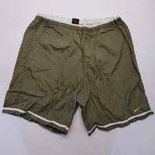 Vtg 90s Nike Swim Shorts Men's large Olive Green Embroidered Nylon Swoosh Lined
