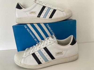 adidas Wilhelm Bungert Herren Sneaker Low Top Weiß/Schwarz/Hellblau EU 43 1/3