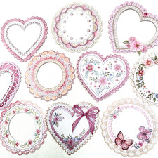 Pretty Pink Floral Heart Stickers Valentine's Day Junk Journal Collage Scrapbook