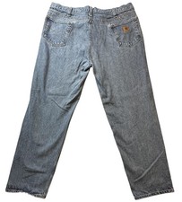 Carhartt Jeans Mens 42x32 Blue Relaxed Fit B460-DVB Workwear Denim YKK Zipper