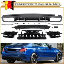 Heckdiffusor Doppelrohr Endrohren f&uuml;r Mercedes W205 S205 C63 Style Carbon Look