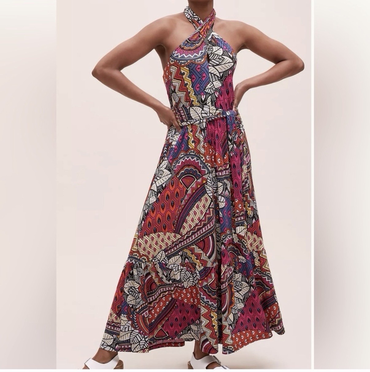 Anthropologie Maeve Cynthia Halter Maxi Dress Tribal Sz L