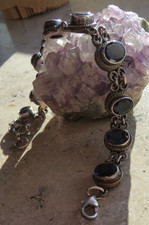 Vintage 925er Silberarmband mit 9 Amethysten