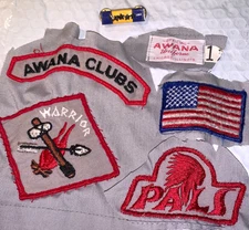 Vtg Awana Achievement Ribbon Bar Pin and Patches