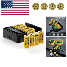 Efficient 3.7V CR123A Rechargeable Battery Set with Charger for Arlo Cameras