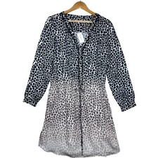 Banana Republic Dress Size 14 Giraffe Print NWT Black White Ombre Long Sleeve