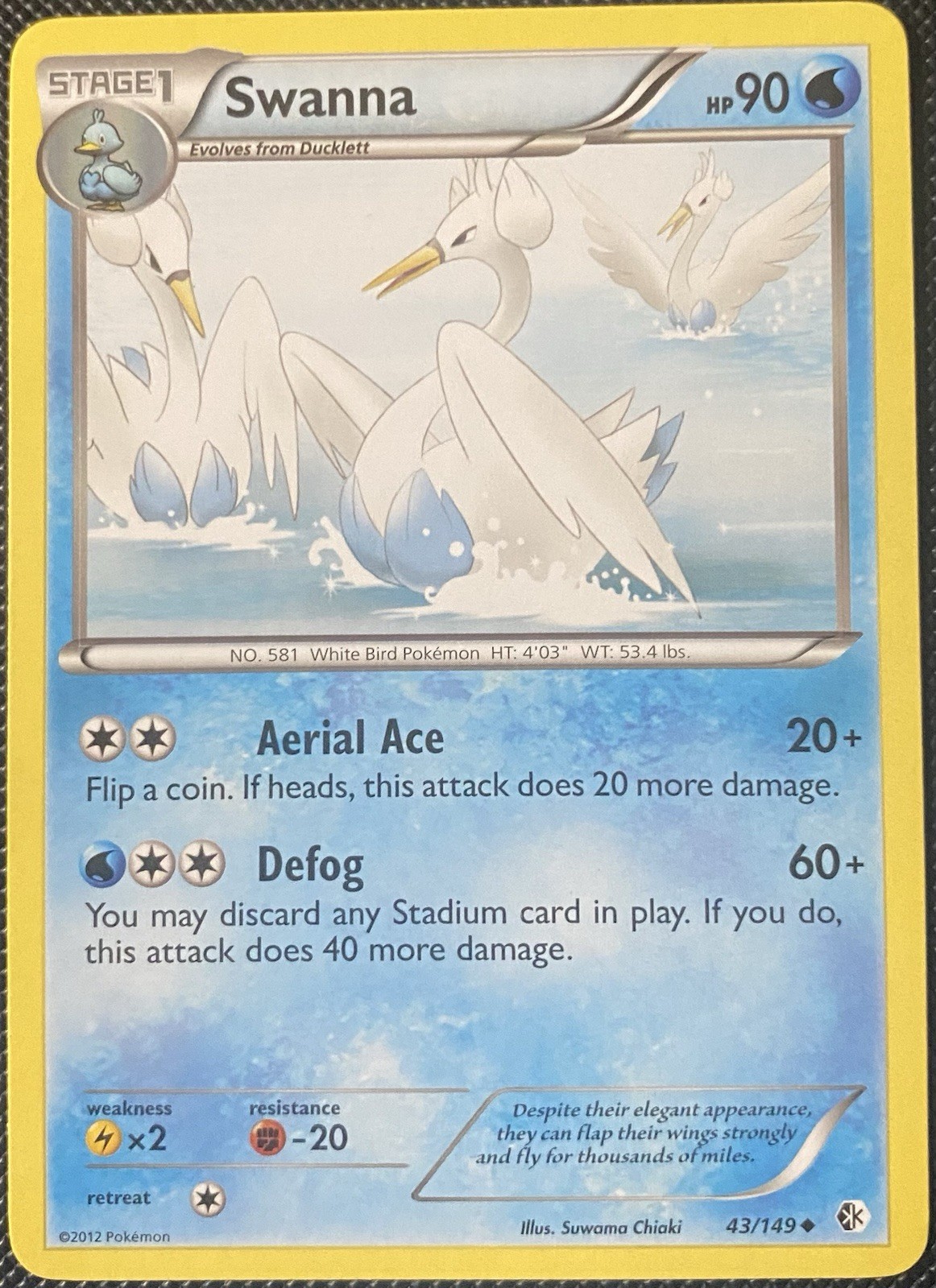 Swanna 43/149 Boundaries Crossed Regular - Pokémon Card