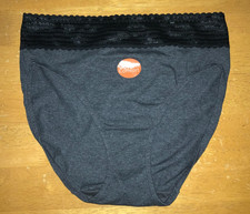 New Warner's RT2091P No Pinching No Problem Cotton Hi Cut w Lace Panties L Gray
